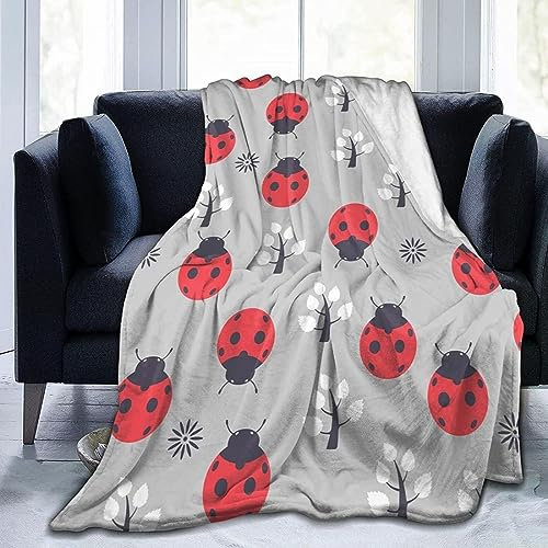Kuscheldecke 80 x 150 cm 3D Rot Flanell Fleecedecke, Weich Warm Flauschig Decke Marienkäfer Wohndecke Decken für Sofadecke Couchdecke kuscheldecken für Kinder Erwachsene, Blanket