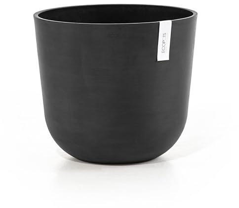 Ecopots Blumentopf Oslo Dunkel Grau - Durchmesser Ø 35 cm rund groß - Pflanzentopf aus Recycling Kunststoff - Übertopf modern für Indoor und Outdoor