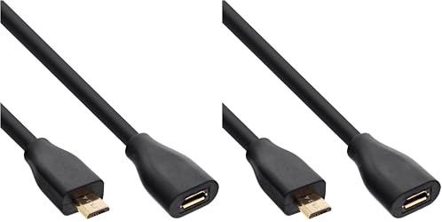 InLine 32750P Micro-USB Verlängerung, USB 2.0 Micro-B Stecker auf Buchse, schwarz, vergoldete Kontakte, 5m (Packung mit 2)