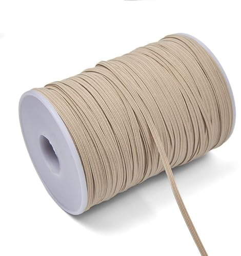 Bande élastique à coudre - Bande élastique plate - Ruban élastique - Pour bricolage, artisanat, bricolage, décoration de vêtements, beige, 6 mm x 90 m