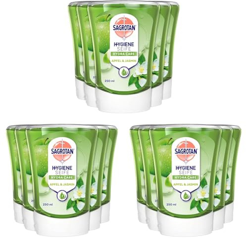 Sagrotan No-Touch Nachfüller Apfel und Jasmin – Für den automatischen Seifenspender – 5 x 250 ml Handseife (Packung mit 3)