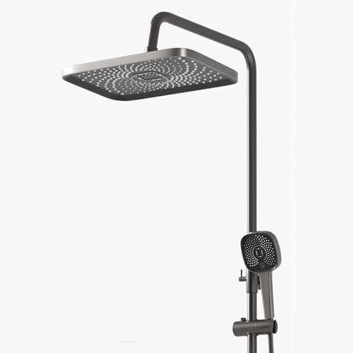 BiaoTeng Colonne Douche Salle de Bain Avec Mitigeur Gris, Sortie d'eau 4 Fonctions Douchette a main 3 Modes, Colonne de Douche Avec Mitigeur pour Baignoire, Gris