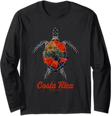 Costa Rica Pura Vida Vintage Reise-Souvenir Meeresschildkröte Langarmshirt