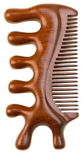 Holz Massagekamm,Gua Sha Kamm,Holzkamm Haare,Scalp Massagekamm,Breitzinkiger Holzkamm Kopf Massagewerkzeug, Kopfmassage und Haarkämmen Funktionieren als Zwei-in-Eins-Funktion.