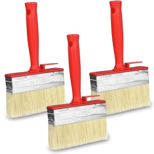 ACONDE 3 Stück Flächenstreicher, 120mmx30mm Lasurpinsel, Wandpinsel, Pinsel, Malerpinsel, für LöSemittelhaltige Lacke, Lasuren, Holzöl