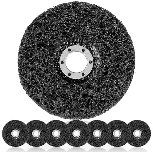 UVVRUR Discos de limpieza gruesos CSD de 125 mm, 7 discos CSD de 125 mm, discos abrasivos para amoladora angular, eliminar el óxido, para eliminar el óxido y eliminar el óxido (negro, 7, mediano)