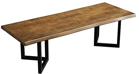 asdchZen Computertisch Massivholz-Büro-Computertisch Stabiler Schreibtisch Mit Schmiedeeisenrahmen, Tischplatte 5 cm Dick, Einzel- Und Doppeltisch, Einfach Zu Montieren,OneColor,140x70x75cm