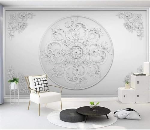 Tzxztt Motif En Relief Tridimensionnel En Platre Blanc Papier Peint 3d Moderne En Soie GaufréE MatéRiau IdéAl Pour Le Salon Et La Chambre à Coucher-430cm×300cm