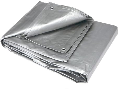 3S SuperSamaStore Telo Impermeabile da Esterno con Occhielli, Telone Antipioggia per Copertura Gazebo e Tendoni in Giardini e Spazi all'Aperto/Esterni, 360 g/m², Grigio, 5 x 6 m