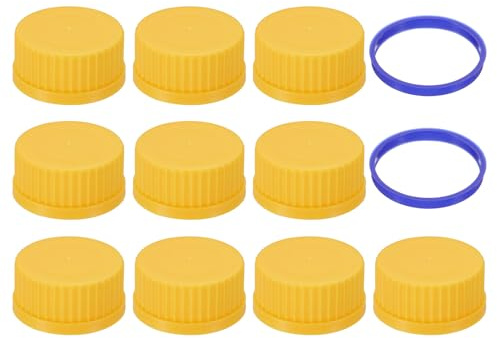 PATIKIL 10 tappi a vite GL45, 45 mm, in polipropilene, con tappo a vite, per bottiglie di vetro GL45, giallo