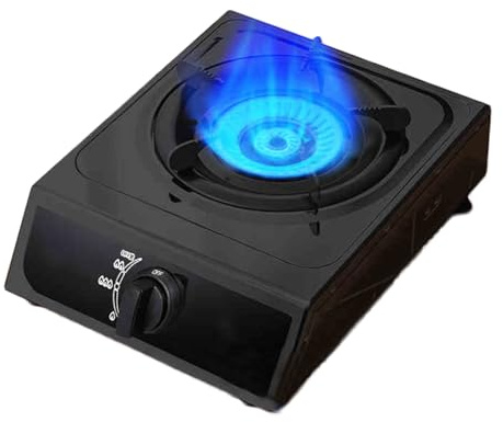 Cuisinière À Gaz, Cuisinière À Gaz De Bureau À Couvercle En Cuivre En Acier Inoxydable Noir 4,0 KW, Cuisinière À Conversion De Gaz Naturel/gaz Liquéfié, Avec Protection Contre L'extinction(LPG)