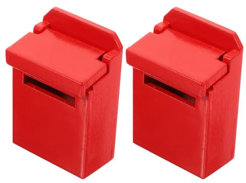 JOINPAYA 2pièces Miniature Boîte Aux Lettres Bois Colorée pour Maison De Poupée Décoratif Modèle Réaliste Accessoire De Jeu