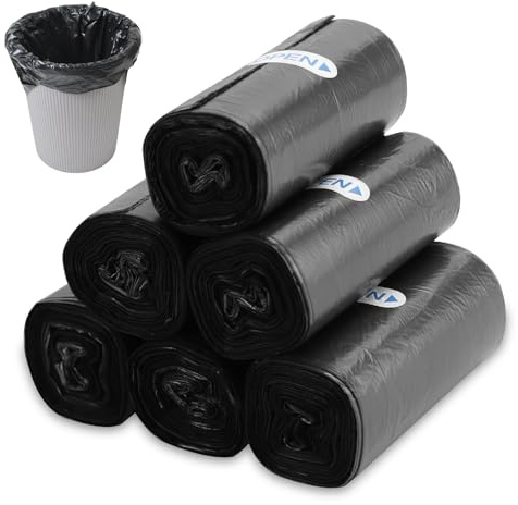 FAELNK Bolsas de Basura Pequeñas de 3L, 180 Unidades, Mini Bolsas de Basura para Mini Papelera de Escritorio para Baño Oficina Coche (Negro, rollos, 3l)