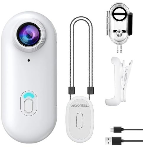 OBEST 1080P Body Camera, 360° Action Camera Magnetic Pocket Thumb Cam, IP68 Waterproof, Mini Action Cam for Recording,Outdoors Activities,Walking(Excluding Memory Card) (white)