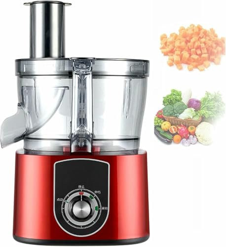 Picadora de verduras eléctrica, picadora de verduras comercial, trituradora, cortadora automática de cebollas y patatas, procesadora de alimentos, cortadora de frutas con cuchillas de corte (roja)