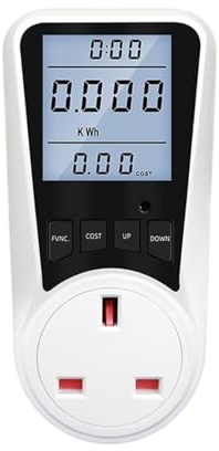 XOIIIQND Digital Wattmeter 220V 110V AC Power Meter Electricity Energy Meter Power Kwh Wattage(UK Plug)