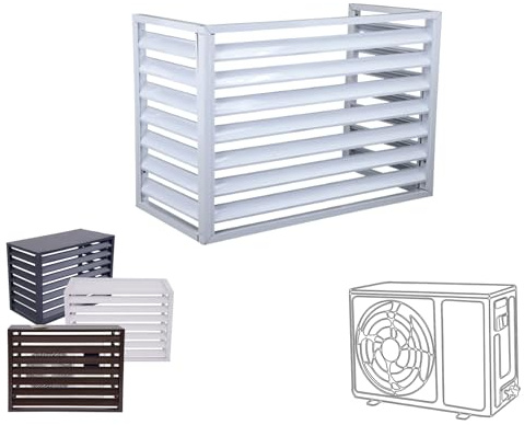 Pxkmouy 110*80*60cmSoporte aire acondicionado exterior Protectora De Aire Acondicionado de aluminio, fácil de instalar cubierta exterior acondicionado oculto para unidades exteriores Limpio y bonito