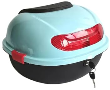 PSNKLMM Motorcycle Tour Tail Box Enlarged Capacity Safety Scooter Trunk Luggage Top Lock Storage Carrier Case with Soft Backrest For Motor Scooter Moped(Light blue)