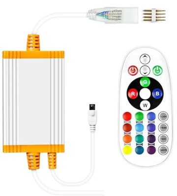 EDEDE Transformador para LED Transformador de Fuente de alimentación Impermeable de 1500 W for iluminación de Tiras de neón LED RGB, Adaptador IP68 con Control Remoto(For 4 Pin RGB Tape)