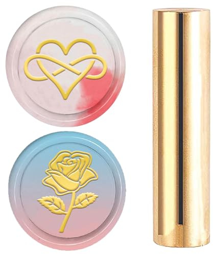 craspire Messing 2 Stile Muster Wachssiegelstempel Mit Kopf Herzförmige Rose Gravierte Stempel Vintage 15mm Mini Valentinstag Mutter Hochzeit Einladungen Grußkarten Umschläge Geschenkverpackung Wein