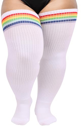 DRESHOW Grande Talla Mujer Calcetines Hasta la Rodilla Casual Sobre la Rodilla Medias Hasta el Muslo Calientapiernas para Cosplay Deporte