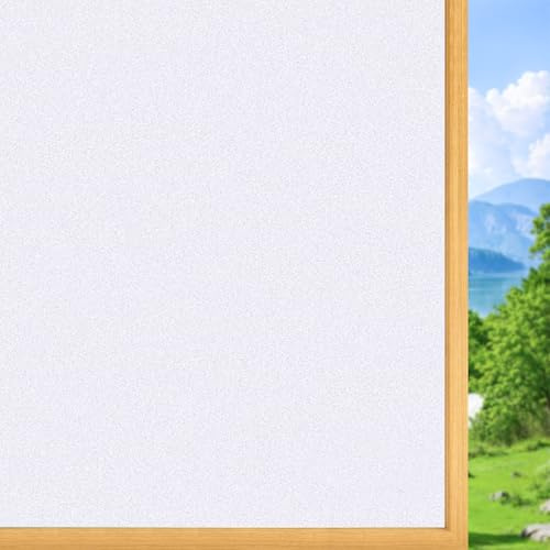 Vinilos para Cristales Opaco 55 x 200 cm Efecto Esmerilado, Anti-UV, Privacidad Total, Fácil de Instalar Vinilo Cristal para Ventanas para Baño Cocina Oficina, Blanco Mate