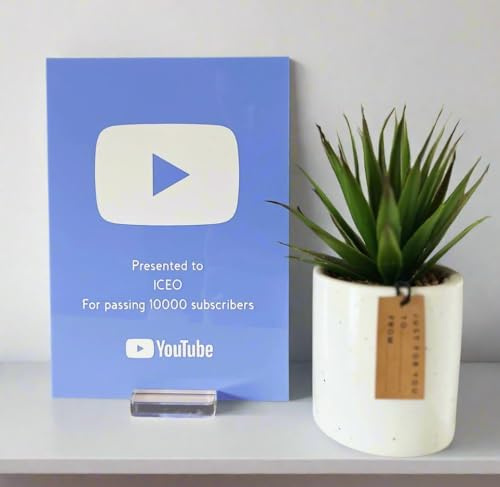 Premio personalizado A3 para suscriptor de YouTube (Bubblegum Blue)