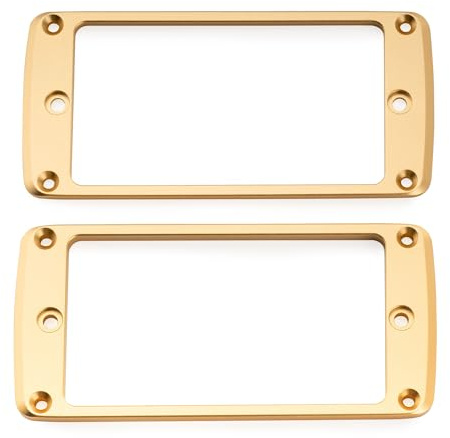 Musiclily UltraAbgeschrägte Humbucker Tonabnehmer Rahmen Set Gold | Aluminium,Flacher Boden , für Epi SG Style E-Gitarre,3mm+5mm