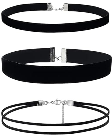 Yuwnd 3 Stück Black Choker Kette Damen, Schwarz Schwarzer Choker, Halsband Damen, Elegantes Schmuck-Set Für Frauen