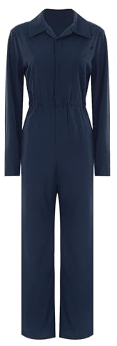 Linyuir Ganzkörperlicher Hosenanzug Für Damen Arbeitsoverall Arbeitskleidung Für Baustelle Mechaniker Elektriker Bauer Industriearbeiter Kombianzug Marineblau S