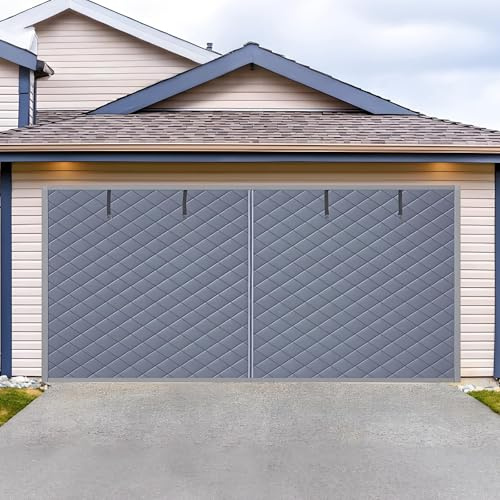 Värmeisolerad Garageportsgardin Med Klart Fönster, Magnetisk Garageportsskärm, Värmeisoleringskit för Vintern, Förtjockad Bomullsdörröverdragsfilt för 1 2 Bilar(Gray,W488xH229CM)