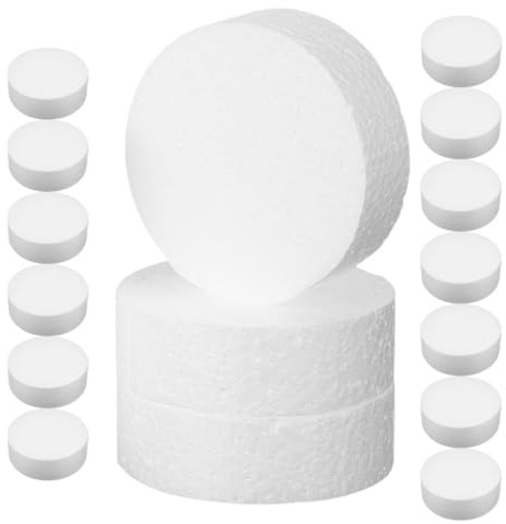 ULTECHNOVO 16 Discos de Espuma Blanca para Manualidades, Bloques Redondos de Espuma Artesanal de 9,5 X 2,5 Cm, Multiusos para Bricolaje, Arte, Esculturas y Proyectos Escolares, Kit de 16