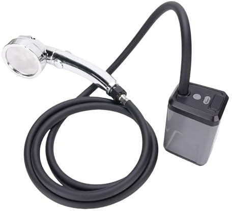 Irfora Tragbare Campingdusche, Elektrische Pumpe, Batteriebetrieben, Wiederaufladbare USB-Dusche mit Bildschirm (Grau)