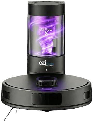 EZICLEAN Robot aspirateur Laveur LIDAR connecté avec Base de vidage Airflow X