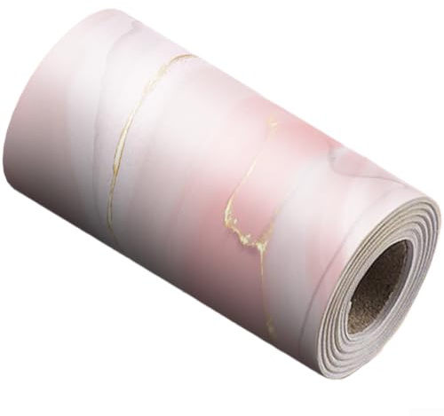 Comgooldool Battiscopa moderno e lussuoso in PVC marmorizzato, impermeabile, con rivestimento per pareti per soggiorno, cucina, bagno, battiscopa rosa, modanatura 240 x 10 cm (15 cm)