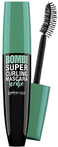 BELLAOGGI BOMB! Curling MASCARA VOLUME | Gebogene Bürste, Wasserfeste Formel, Volumeneffekt, Verlängernde Wimpern, Intensive Schwarze Farbe, Für alle Hauttypen