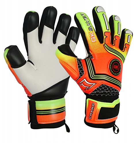 GK Saver Football Goalkeeper Gloves – Kids & Youth Soccer Goalie Gloves with Anti-Slip Latex Palm & Removable Finger Save Protection Sizes 4-7