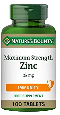 Nature's Bounty Maximum Strength Zinc - 100 25mg Tablets (100 Day Supply) - Immunity Support and Antioxidant Supplement
