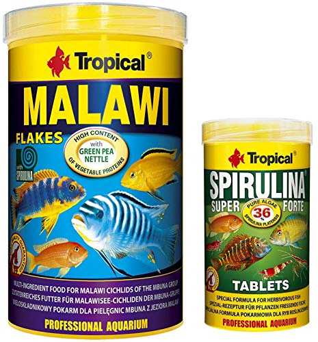 Tropical 1000 ml Malawi Flocken + 250 ml Spirulina Forte 36% Tabletten