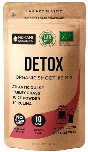 Detox Organic Smoothie Powder with Healthy Spirulina, Atlantic Dulse and Barley Grass Juice Powder, Premium Quality superfood from Europe