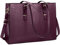 Lubardy Laptop Bags for Women Tote Bag 15.6 Inch Leather Large Ladies Handbag Work Bag Designer Business Shoulder Shopping Office Bag Grape purple