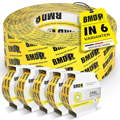 BMD cral Klebeband | 6 Rollen | 60mm x 40m |für Dampfsperren & Dampfbremsen | gemäß DIN EN 4108 Teil 11 und ENEV | Profi Qualität Made in Germany