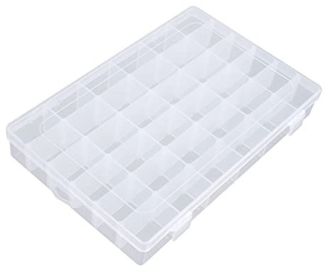 Boîte Organisateur en Plastique avec Diviseurs Réglables, Rangement Casier à Boite Bijoux Plastique, Ajustables Boîte de Contenants de Rangement Necklace Storage Box Display Case, Transparent