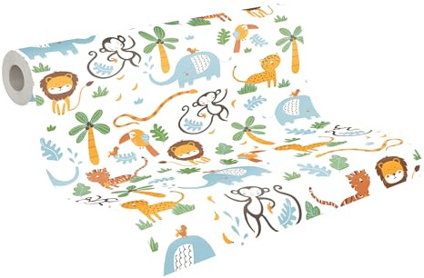 A.S. Création Papier peint en intissé - enfant jungle pour chambre d'enfant en couleurs jaune et vert - Papier peint pour diverses pièces - Tapisserie en 10,05 m x 0,53 m