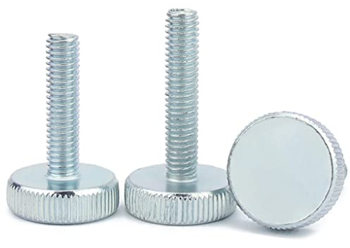 CONPHERON Tornillos Moleteados, Tornillo de Cabeza Moleteada, Pernos Moleteados de Cabeza Plana en Acero al Carbono Galvanizado, M4x20mm, 20 pcs