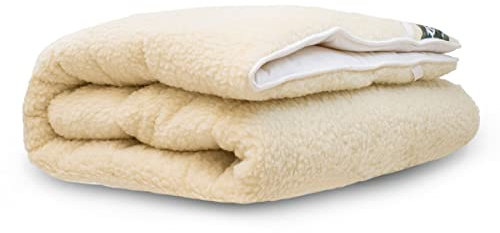 Terschellinger Lammflor Wollunterbett - 100% IWS-Schurwollauflage - 2-in-1 ganzjährige Matratzenauflage mit weicher Wolle und kühlender Baumwolle - 140 x 200 cm Double Size