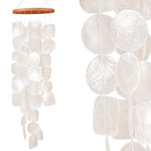 ART-CRAFT Capiz Muschel Kette Girlande Weiss als hänge Deko für Fenster oder deko Wohnzimmer Garten Dekoration Länge 70cm