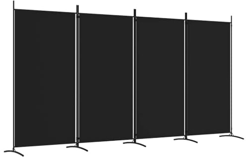 vidaXL Biombo Divisor de 4 Paneles Separador Decoración Habitación Dormitorio Oficina Pantalla Privacidad Pared Plegable de Tela Negro