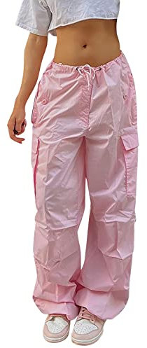 Damen Low Waist Cargo Jeans Gerade Breites Bein Baggy Denim Hosen Y2k Indie Aesthetic Vintage Jeanshosen 90er Streetwear