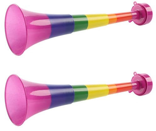 Rainbow Pride Vuvuzela - Pack of 2-27cm Long Noisemaker in Rainbow Colours - Perfect Accessory for Pride Month, Pride Marches and Pride Events